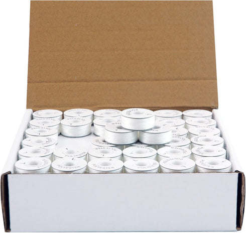 Threadart Prewound Embroidery Bobbins - 144 Count Per Box - White Cardboard Sided - L Style - 8 Options Available...