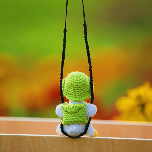 BUNNY Crochet Swing Duck Car Hanging Ornament, Accessories for Rearview Mirror, Car Pendant Duck Hanging Swing, Handmade Hanging car Charm, usable...