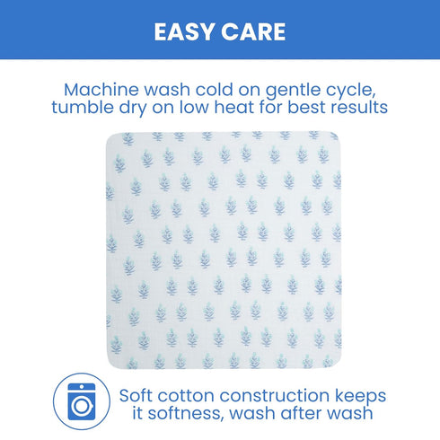 Delta Children 100% Cotton Muslin Baby Receiving Blankets for Girls and Boys – 47x47 Inches (Pack of 2), Blue Botanicals...
