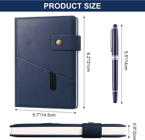 A5 Leather Journal Notebook with Pen, 200 Pages Hardcover Journal with Pocket, 100gsm Thick Lined Paper Daily Diary for Men and Women, Great Gift ...