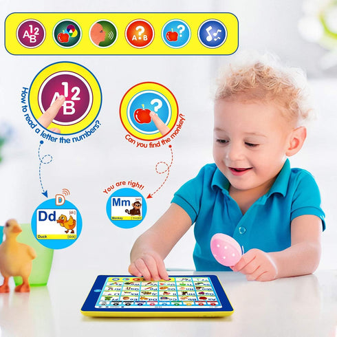 6-in-1 Kids Tablet with ABC/Words/Numbers/Color/Games/Music - Interactive Educational Electronic Toys Makes Learning Fun, Toddler Learning Toys Gi...