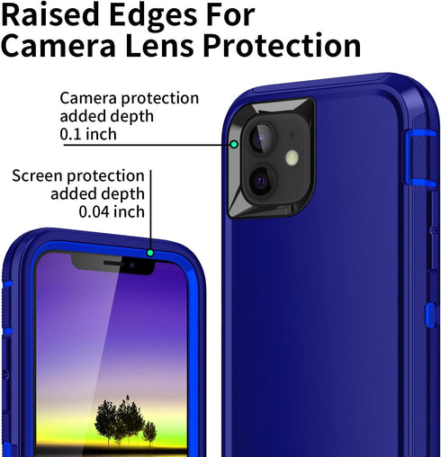 for iPhone 11 Case,Shockproof Dropproof Dustproof,3-Layer Full Body Protection Heavy Duty High Impact Hard Cover Case for iPhone 11 6.1 inch,Dark ...