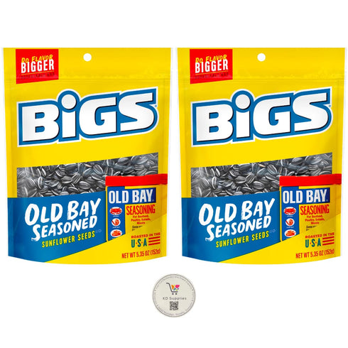 BIGS Sunflower Seeds, Keto Friendly 5.35 oz Bags (Pack of 2) (Old Bay Seasoning)...
