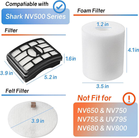Ximoon NV500 NV501 Filter for Shark Vacuum Filter replacement 500 Series NV502 NV503 NV505 NV510 NV520 NV552 NV640 NV642 UV560 Xff500...