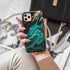 BURGA Phone Case Compatible with iPhone XR - Hybrid 2-Layer Hard Shell + Silicone Protective Case -Emerald Green Jade Stone High Luxury Gold Glitt...