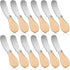 Patelai 12 Pieces Cheese Spreader Cheese Butter Knife Stainless Steel Butter Spreader Knives with Wooden Handle Sandwich Cream Cheese Cake Condime...