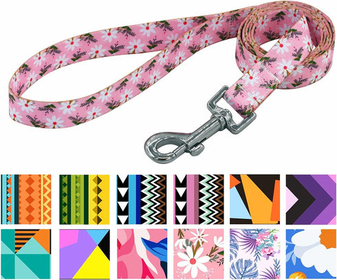 4 Feet Dog Leash Lead - Floral Tribal Bohemian Pattern Walking Training Lead Leashes for Small Medium Large Dogs (Pink White Flower)...