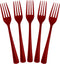 Disposable Burgundy Plastic Forks 50 Pcs - Heavy Duty Burgundy Plastic Disposable Cutlery - Burgundy Disposable Flatware, Burgundy Plastic Silverw...