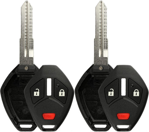 KeylessOption Keyless Entry Remote Uncut Blank Car Key Blade Fob Case Shell Button Pad Outer Cover Repair (Pack of 2)...