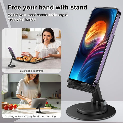 8849 Folding Phone Stand, Height Angle Adjustable Desktop Cell Phone Stand Holder for Desk, Anti-Slip Foldable Desk Phone Holder Compatible for iP...