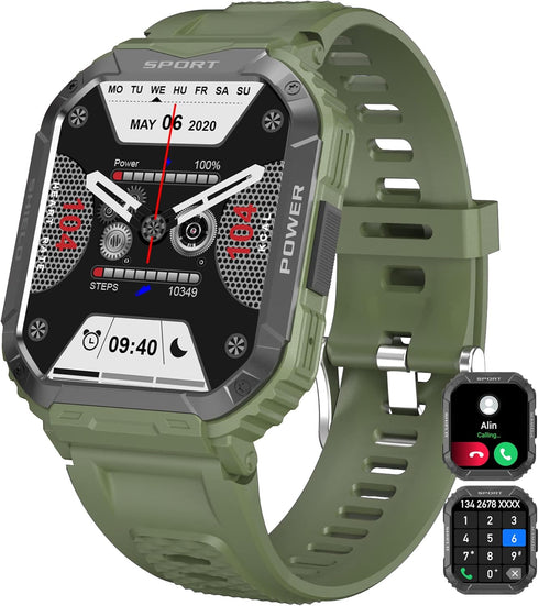 Smart Watches for Men, 1.83" Waterproof Fitness Watch Bluetooth Call Smartwatch for Android iOS Phones with Heart Rate Step Counter - Tactical Out...