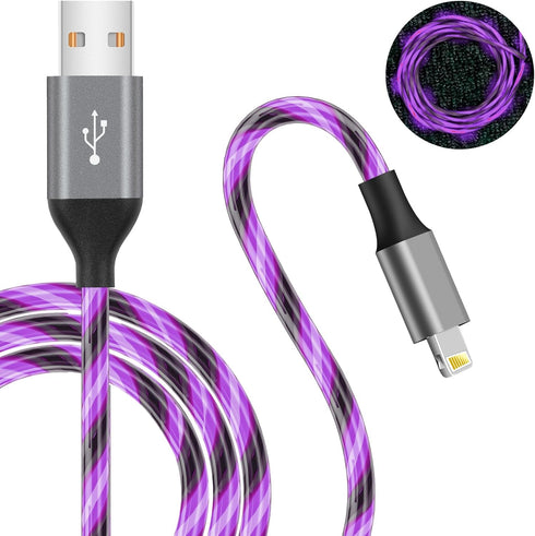 iPhone Charger Cable, (Apple MFi Certified) 6ft LED Light Up Lightning Cable USB Fast Charger Cord High Speed Data Sync Transfer Cord for iPhone 1...