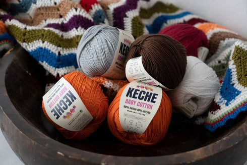 Keche Cotton Yarn, 60% Cotton 40% Acrylic Yarn, Soft Cotton Yarn for Crochet and Knitting, Amigurumi Yarn 4 Skeins/Balls [1.76 Oz (50g) / 180 Yrds...