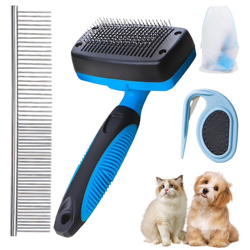 3 PCS Deshedding Dog Brush Grooming Kit for Pet Dogs Cats Poodle Dematting Comb for Removing Tangles and Knots Slicker Cat Matted Fur Cutter Pet H...