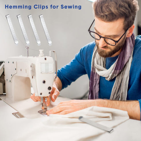 Cindeer Sewing Clips Stainless Steel Hemming Clips Metal Hemming Tool 3 Inches Sewing Clips with Measurements for Fabric Quilting Pinning and Mark...