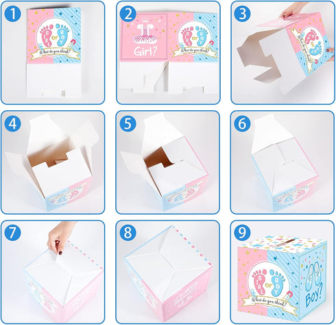 Saintrygo Baby Gender Reveal Voting Box with 50 Pieces Boy or Girl Ballot Cards Baby Shower Decorations Party Invitations and Voting Games Gender ...