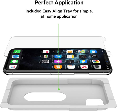 Belkin InvisiGlass Ultra Screen Protector for Apple iPhone 11 Pro Max w/Antimicrobial-Treated, Ion Exchange Strengthened & Included Easy Align Tra...
