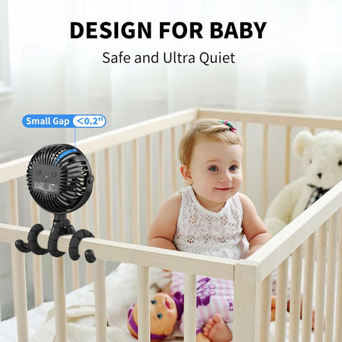 AMACOOL Battery Operated Stroller Fan Flexible Tripod Clip On Fan with 3 Speeds and Rotatable Handheld Personal Fans for Car Seat Crib Bike Treadm...