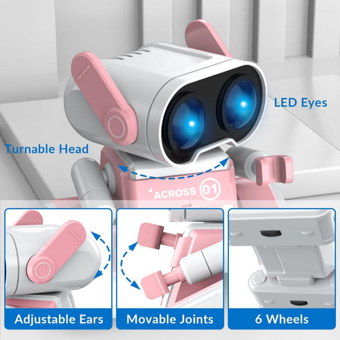 RC Robot Toys for Kids, Rechargeable Remote Control Robot Toy for Boys & Girls, with Auto Demo, Dance Moves, Music, Shining 7 Colors LED Eyes & Fl...