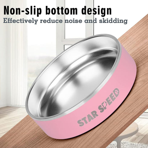 24oz Stainless Steel Dog Bowls with Rubber Bottom Non-Slip Double Wall Metal Outdoor Dog Food and Water Bowls Weighted Insulated Pet Feeding Bowl ...