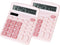 Cute Pink Desktop Calculator with Big Buttons, Dual Power Source, Solar and Battery, Large LCD Display, 2 Pack Desk Calculator- Perfect for Basic ...