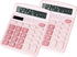 Cute Pink Desktop Calculator with Big Buttons, Dual Power Source, Solar and Battery, Large LCD Display, 2 Pack Desk Calculator- Perfect for Basic ...