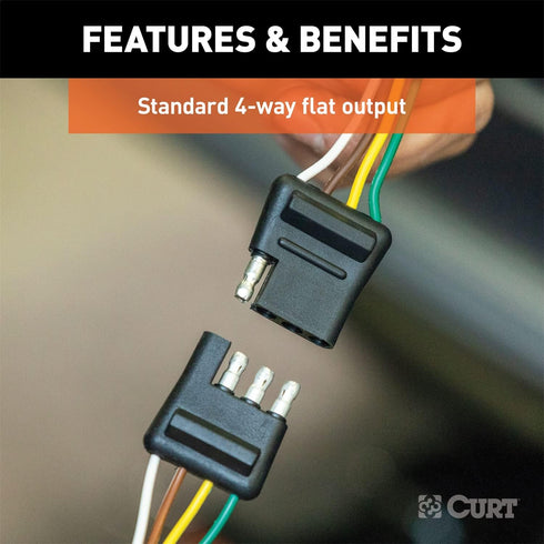 CURT 58304 4-Pin Flat Wiring Harness, 12-Inch Vehicle-Side and Trailer-Side Wires...