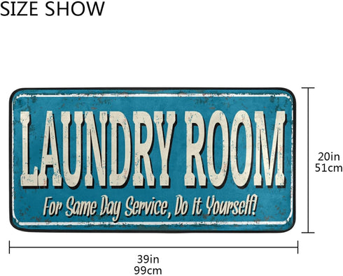 KLL Laundry Room Blue Background Kitchen Floor Mats Non-Slip Modern Polyester Indoor Outdoor Aqua Area Rugs Living Room Bath Doormat Home Decor Ru...