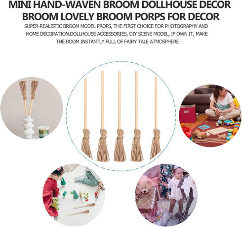 TOYANDONA 5pcs Dollhouse Miniature Broom Mini Broom Dollhouse Furniture Props Micro Landscape Decor...