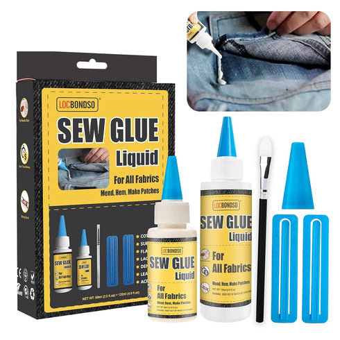 180ml Fabric Glue, Fabric Glue for Clothing Permanent Washable, Fabric Adhesive Clear Waterproof for All Fabrics, Crafts, Patches, Sofa, Cotton, N...