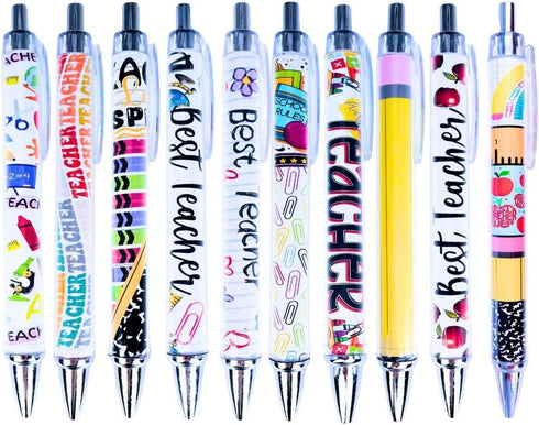 YJ PREMIUMS 8PC Teacher Pen | Fun Cute Funny Cool Best Pens for Teacher Set Pack Teach Love Inspire Writing School Sayings Preschool Appreciation ...