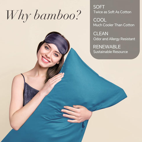 BEDELITE Pillow Cases Queen Size Set of 2, Rayon Derived from Bamboo, Cooling Pillow Cases for Hot Sleepers & Night Sweats, Breathable and Silky S...