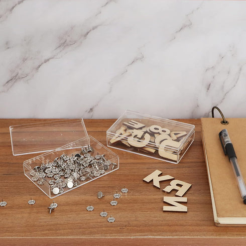 dedoot Clear Acrylic Box with Lids, 4 Pack 4.3x2.7x1 Inch Clear Acrylic Plastic Square Cube Storage Candy Box Containers for Wedding, Party, Treat...