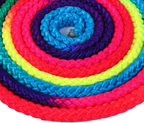 Gymnastics Art Rope, 2.8m/110inch Nylon Rainbow Color Rhythmic Gymnastics Rope Solid Competition Arts Training Rope Gymnastic Skipping Rope for Ex...