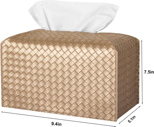 Tissue Box Cover Rectangle PU Leather Tissue Holder Facial Tissue Case Paper Organizer Dispenser for Bathroom, Vanity, Countertop, Tabletop, Car, ...