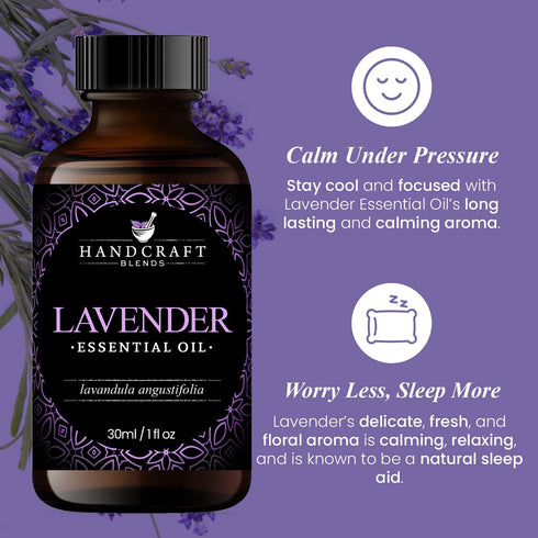 Handcraft Blends Lavender Essential Oil - 100% Pure and Natural - Premium Grade Essential Oil for Diffuser and Aromatherapy - 1 Fl Oz...