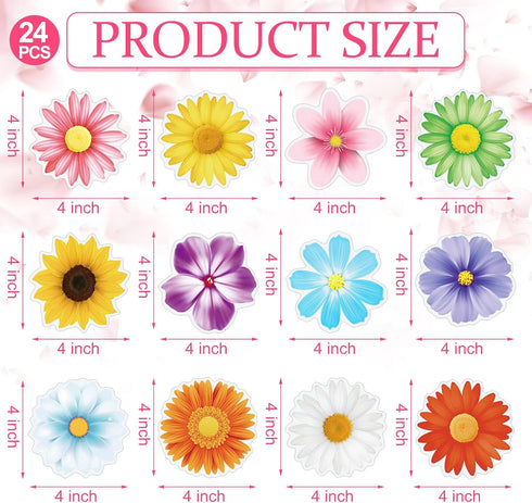 24 Pieces Flower Magnets Magnetic Flowers Seasonal Daisy Sunflower Magnet Decals Removable Colorful Magnets for Fridge Car......