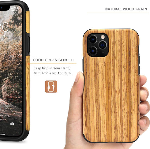 Tasikar Compatible with iPhone 11 Pro Case Easy Grip Wood Grain Design Compatible with iPhone 11 Pro (Teak)...