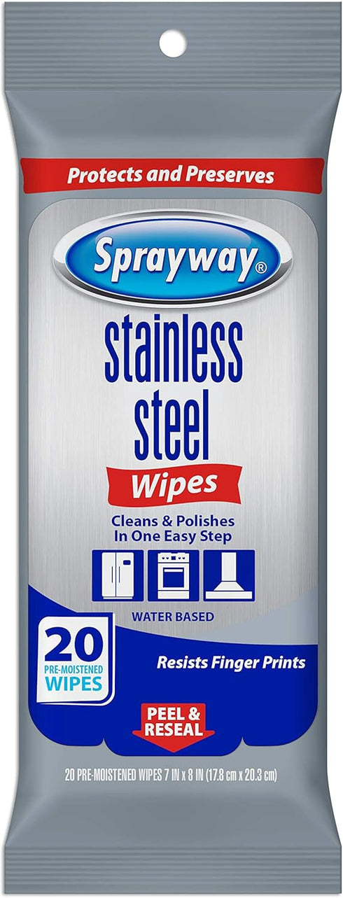 Sprayway Stainless Steel Wipes, Water Based, Pack of 20 (SW5012R)...