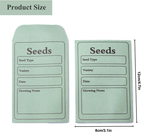 100 Pack Seed Saving Envelopes, 4.7 x 3.1 Inch Self-Adhesive Seed Packet Envelopes, Sage Green Envelopes for Garden...