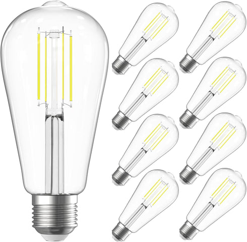 SHINESTAR Edison LED Light Bulbs, Dimmable E26 LED Bulb 60 watt, 6W High Brightness 4000K Daylight white, ST58 Antique LED Filament Bulbs with 80+...