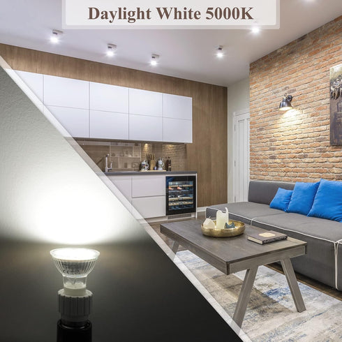 DiCUNO GU10 LED Light Bulbs, 6W 60W Halogen Replacement, Bright Daylight White 5000K, 700LM, Full Glass Cover 120 Degree Beam Angle 120V MR16 GU10...