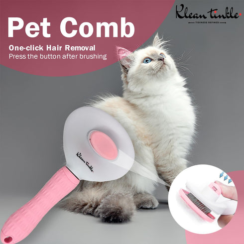 Self-Cleaning Button, Cat Brush, Dead Hair Brush, Dog Brush, Pet Grooming Tool, Suitable for Dogs Cats Short and Long Hair Shedding, Deshedding To...