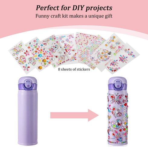 Gifts for Girls Decorate Your Own Water Bottles with Rhinestone Glitter Gem Stickers- Birthday Gifts for Kids DIY Arts and Crafts, BPA Free Stainl...