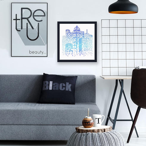FINGERINSPIRE City Buildings Stencil 11.8x11.8inch Plastic PET Painting Stencil Large Square Stencil Morden Buildings Template Reusable Washable S...