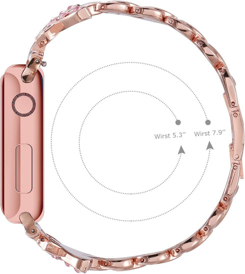 SaNgaiMEi Bling Band Compatible with Apple Watch Band 45mm 44mm 42mm 41mm 40mm 38mm, Stainless Steel Women Sparkle Diamond Rhinestone Wristband St...