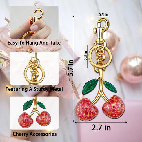 Cherry Bag Charms Purse Charms For Handbags Cute Cherry Keychain Accessories Gifts For Women Teen Girls Purse Cherms For Handbags Cherry Charm Che...