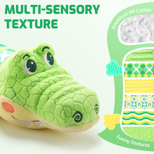 Baby Toys Musical Crocodile, Stuffed Animal Activity Soft Toys with Teether,Multi-Sensory Crinkle, Rattle and Textures, for Tummy Time baby toys 0...