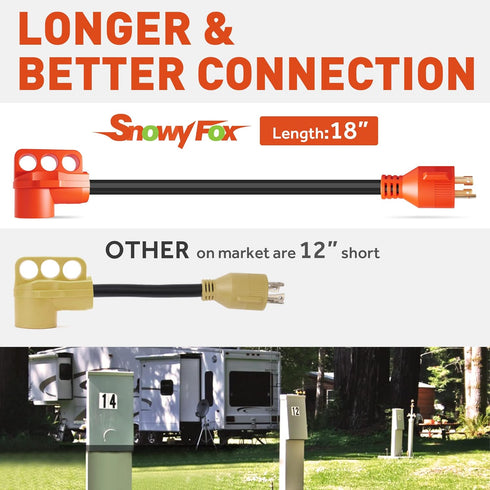 30 Amp to 50 Amp RV Generator Adapter Cord 4 Prong NEMA L14-30P Locking Male Plug to NEMA 14-50R Female Receptacle or RV Trailer Camper Caravan Va...