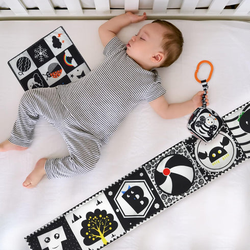Black and White High Contrast Baby Toys 0-3 Months for Newborn, Montessori Toys Sensory Infant Tummy Time Toys Baby Essentials 0-6 Gifts...